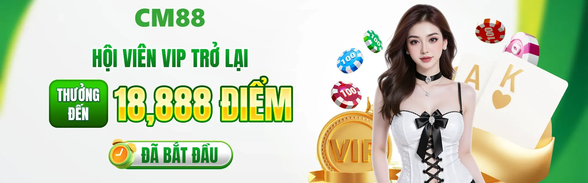 CM88 tri ân VIP tái xuất bằng gói thưởng lên đến 18,888 điểm, chương trình ưu đãi đã chính thức bắt đầu.